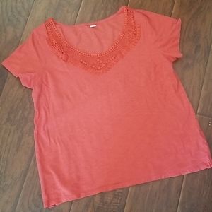 👕 Coral Lace Tee